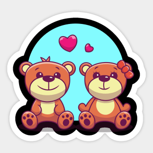 Couple of bear cartoon Sticker